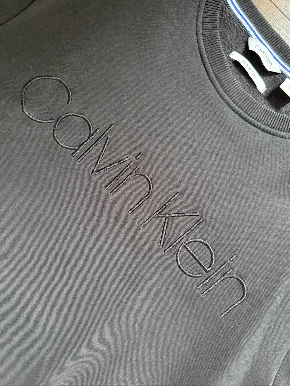 Calvin Klein Black Crewneck Sweatshirt with Embroidered Logo